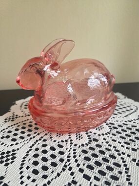 Vintage PINK Bunny On A Nest